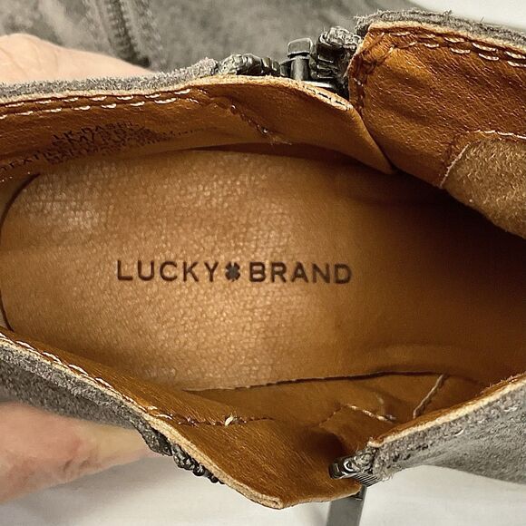 Lucky Brand Basel Ankle Booties Silver Cloud Snakeskin Print Grey Sz 6 New Boots - Picture 8 of 11